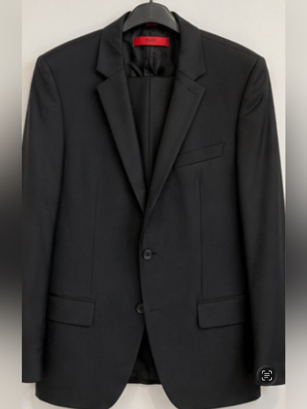 HUGO Black Suit with Red Interior Details